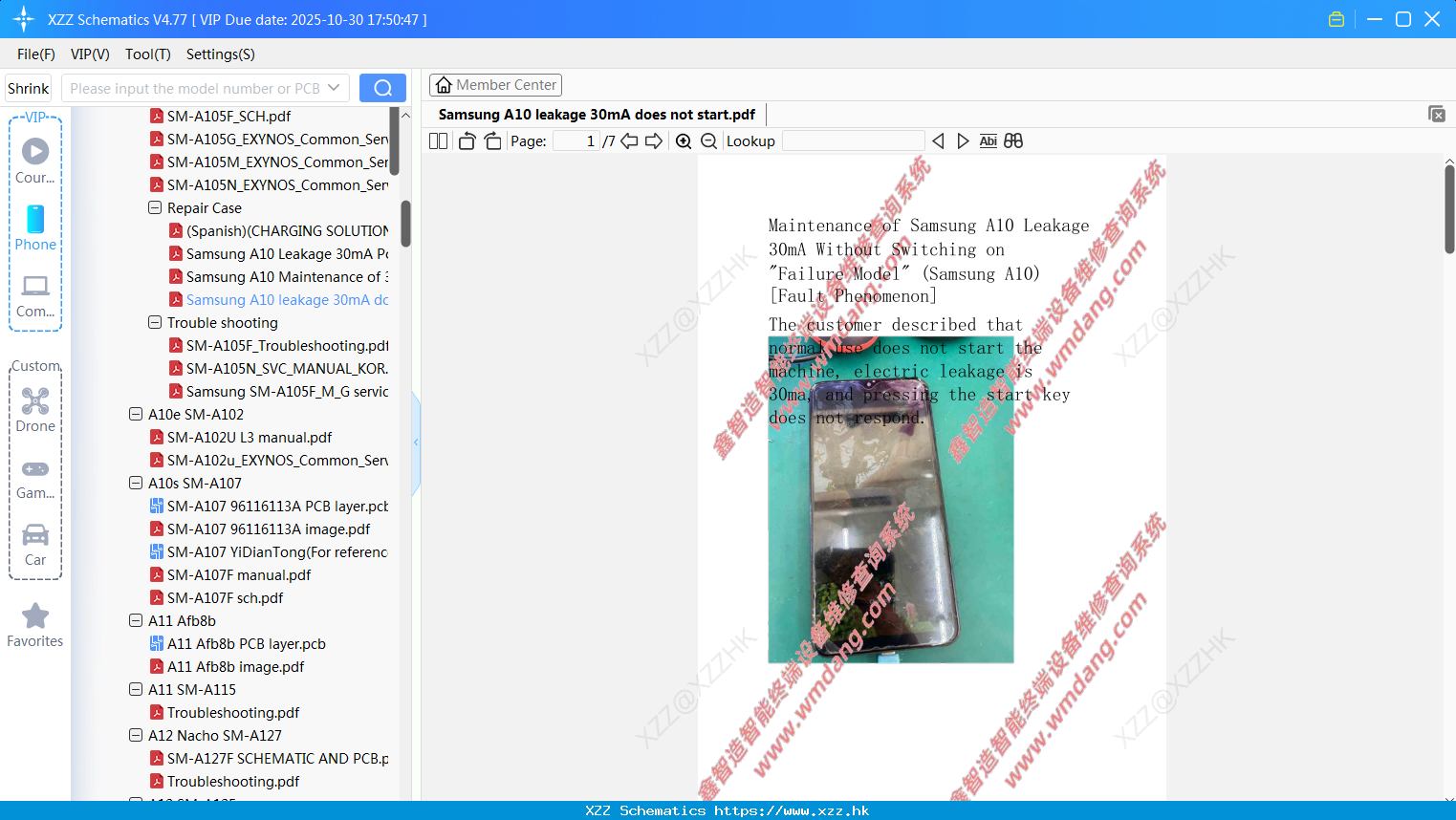 Samsung A10 Leakage 30mA Does Not Start